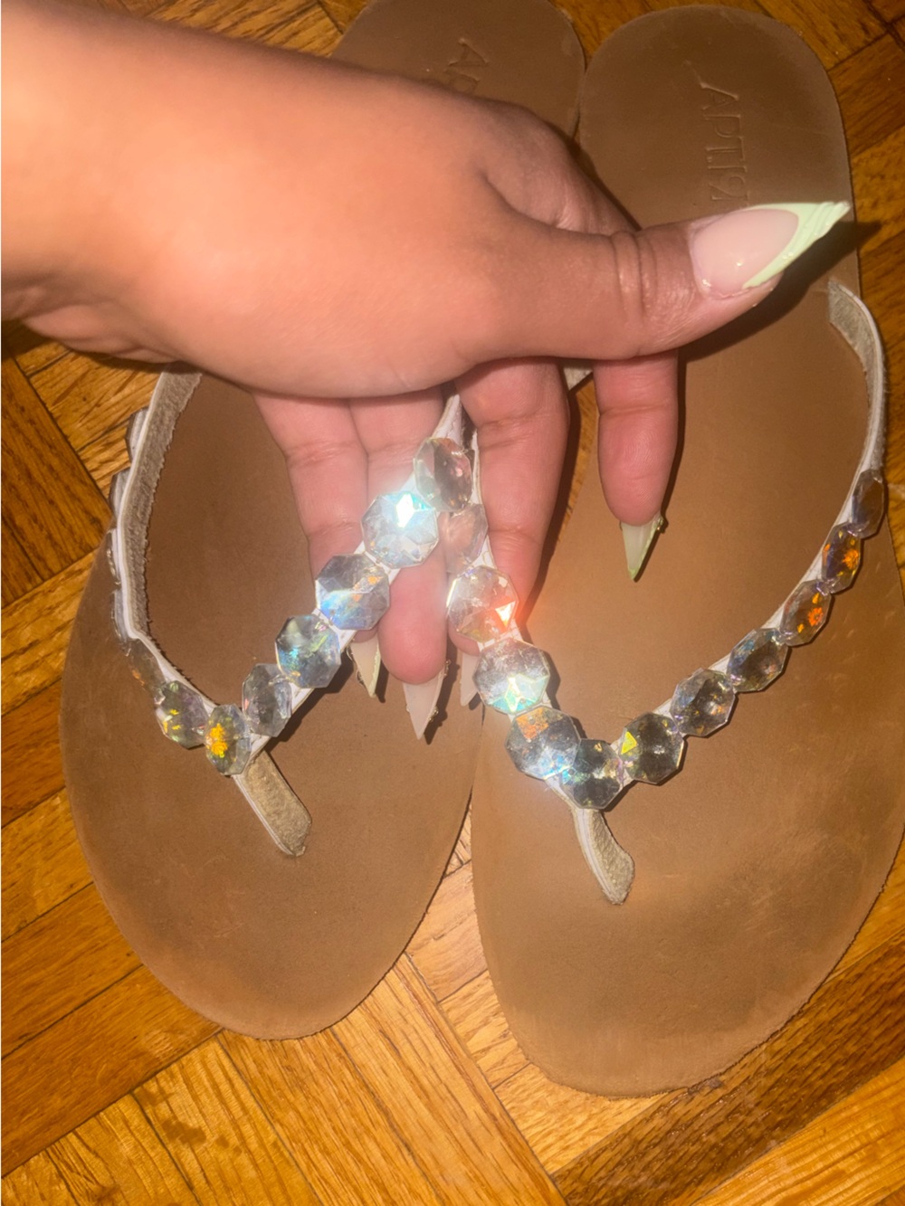 Apt. 9 Brown Jeweled Thong Sandals